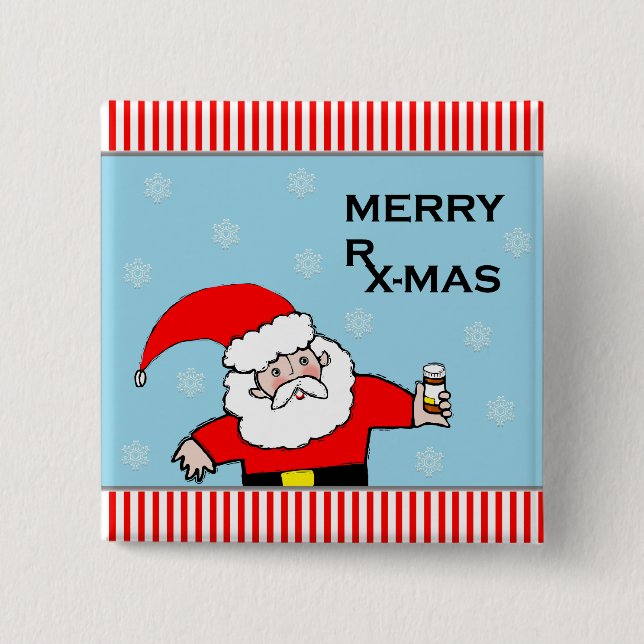 Badge Carré 5 Cm Noël de pharmacien (Devant)