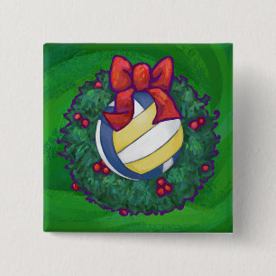 Badge Carré 5 Cm Noël de volley-ball