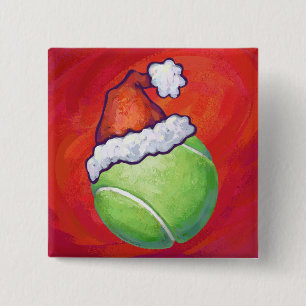 Badge Carré 5 Cm Noël du Tennis Ball