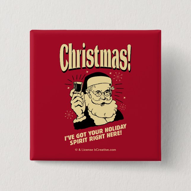 Badge Carré 5 Cm Noël : J'ai ton esprit de vacances ici (Devant)