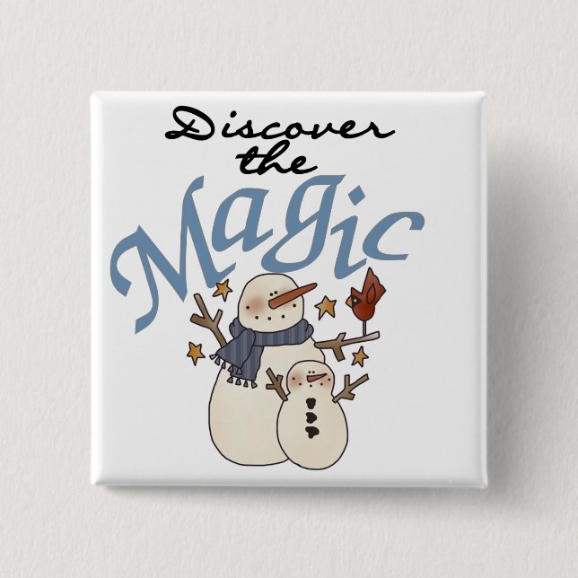 Badge Carré 5 Cm Noël magique Snowman (Devant)