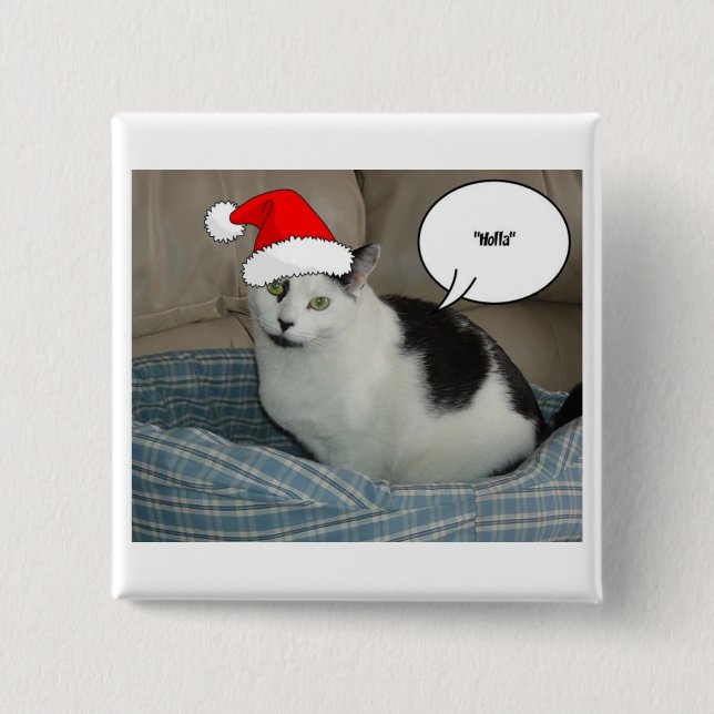 Badge Carré 5 Cm Noël noir et blanc Kitten (Devant)