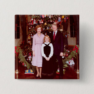 Badge Carré 5 Cm Noël Président James Jimmy Carter Maison Blanche