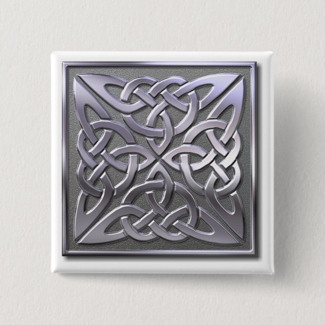 Badge Carré 5 Cm Noeud celtique 4 carré-argent (Devant)