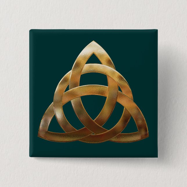 Badge Carré 5 Cm noeud de trinité d'or celtique (Devant)