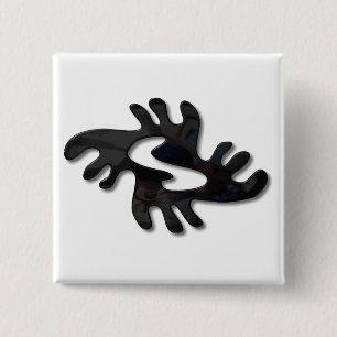 Badge Carré 5 Cm Noir Adinkra-peace brillant