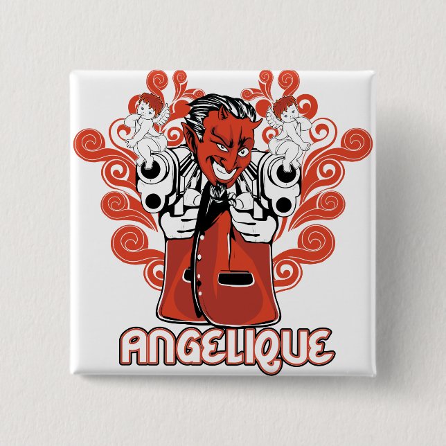 Badge Carré 5 Cm noir angélique (Devant)