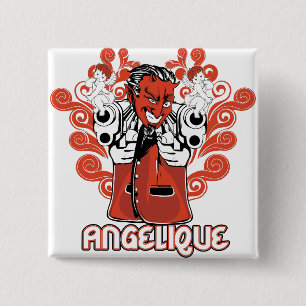 Badge Carré 5 Cm noir angélique