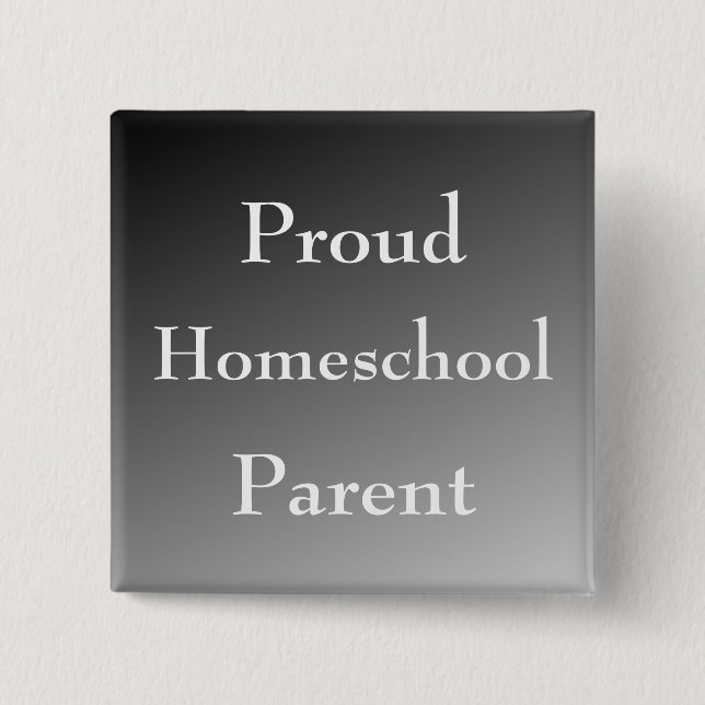 Badge Carré 5 Cm Noir et blanc Fiers Homeschool Parent (Devant)