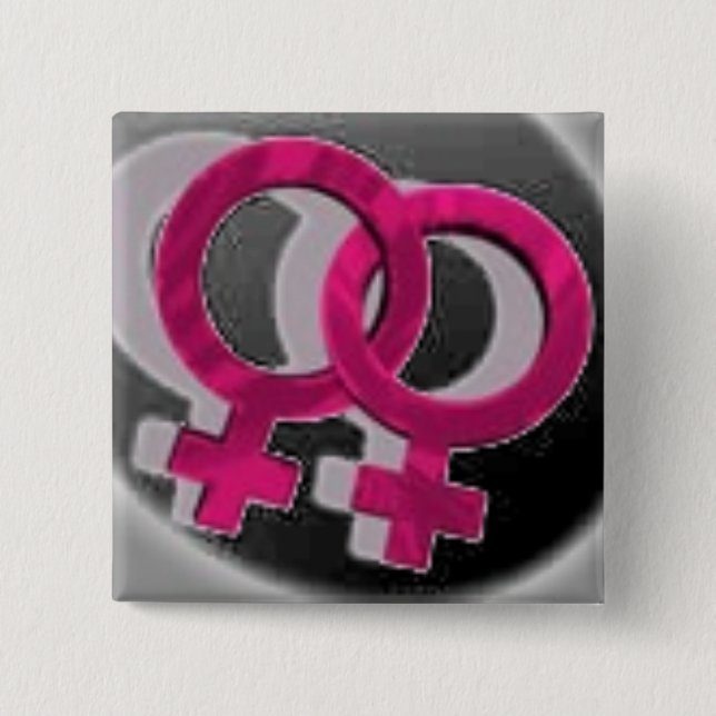 Badge Carré 5 Cm Noir lesbien de symboles (Devant)