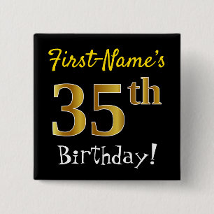 Badge Carré 5 Cm Noircissez, anniversaire d'or de Faux le