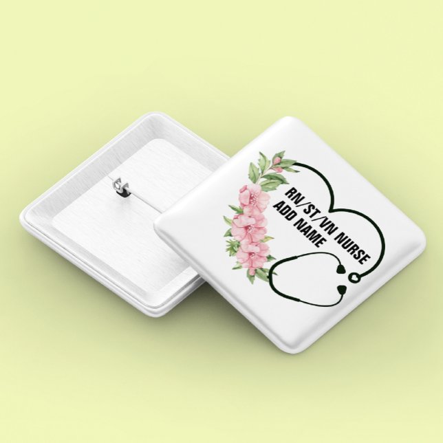 Badge Carré 5 Cm Nom de l'infirmière étudiante-inscrite-ancienne (Créateur téléchargé)