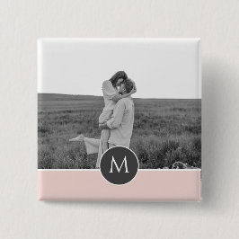 Badge Carré 5 Cm Nom et photo personnalisés minimalistes Pastel Pin