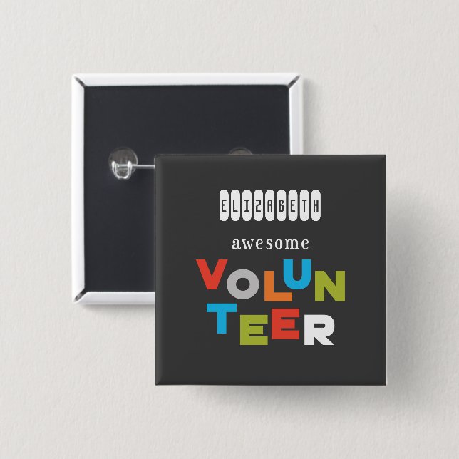 Badge Carré 5 Cm Nom fait sur commande, appréciation volontaire (Devant & derrière)