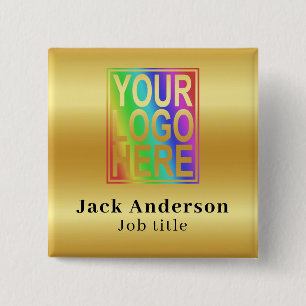 Badge Carré 5 Cm Nom Personnalisé Avec Logo De Société