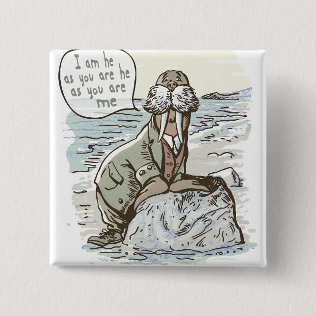 Badge Carré 5 Cm Non, je suis le Walrus (Devant)
