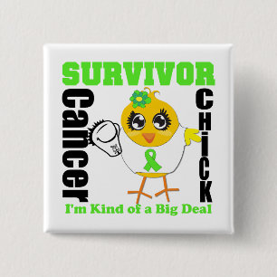 Badge Carré 5 Cm Non ruban de poussin de survivant de lymphome de