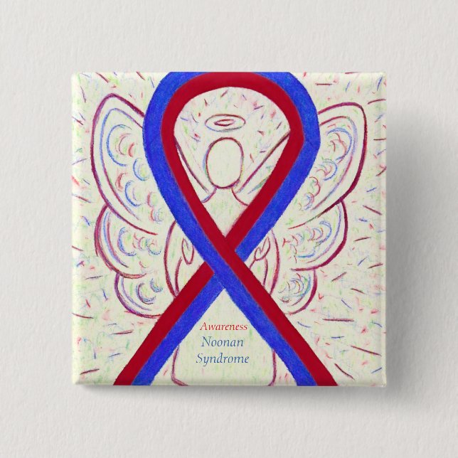 Badge Carré 5 Cm Noonan Syndrome Sensibilisation Ruban Angel Pins (Devant)