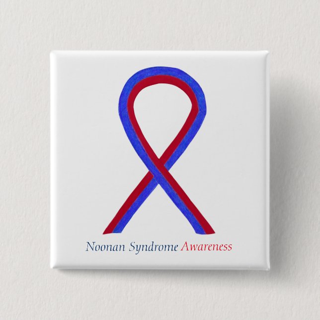 Badge Carré 5 Cm Noonan Syndrome Sensibilisation Ruban Boutons Pin (Devant)