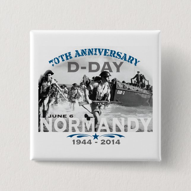 Badge Carré 5 Cm Normandie 70e anniversaire du jour J (Devant)