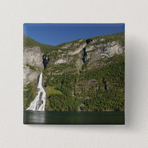 Badge Carré 5 Cm Norvège, Geirangerfjord (UNESCO), Geiranger.