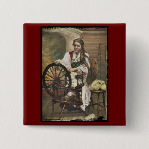 Badge Carré 5 Cm Norvégienne à une roue tournante