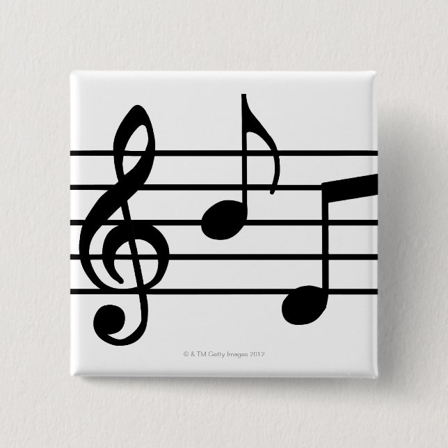 Badge Carré 5 Cm Notes de musique (Devant)