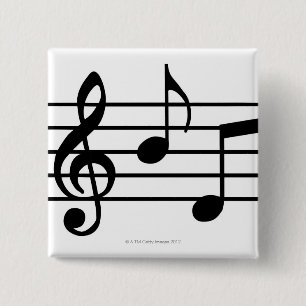 Badge Carré 5 Cm Notes de musique