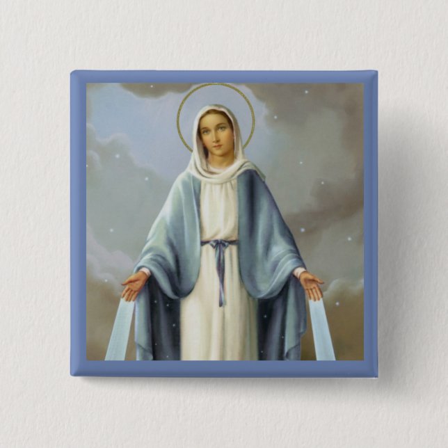 Badge Carré 5 Cm Notre Madame de Vierge Marie grâce (Devant)
