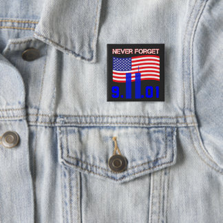 Badge Carré 5 Cm N'oubliez jamais le 11 septembre