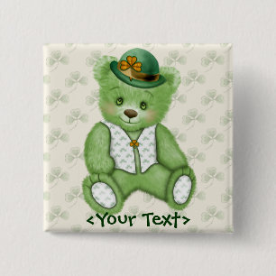 Badge Carré 5 Cm Nounours irlandais - Vert