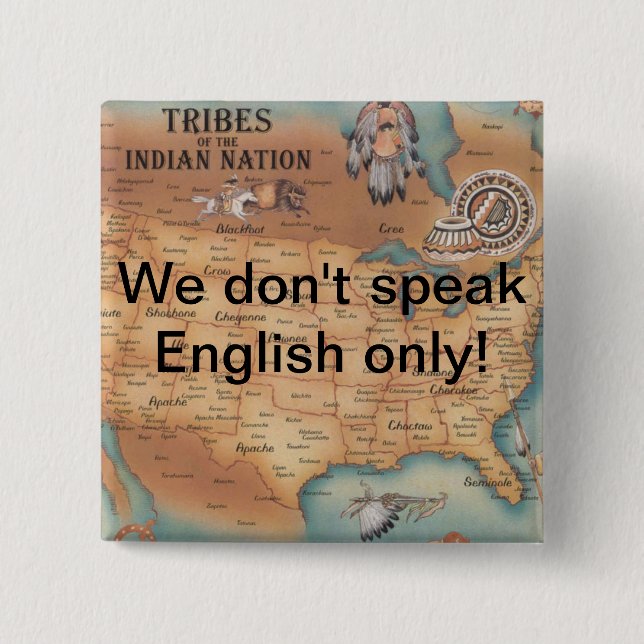 Badge Carré 5 Cm Nous ne parlons pas anglais seulement ! (Devant)