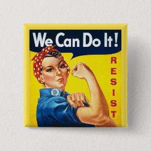 Badge Carré 5 Cm Nous pouvons le faire - Rosie le rivoir -