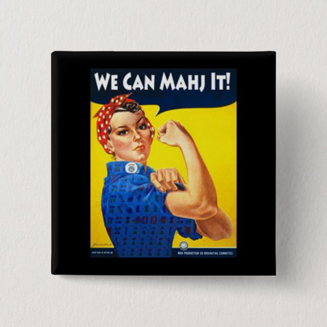 BADGE CARRÉ 5 CM NOUS POUVONS MAHJ IL ! PIN (Devant)