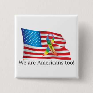 Badge Carré 5 Cm Nous sommes Amercians aussi ! Bouton
