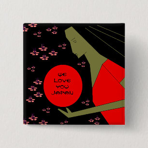 BADGE CARRÉ 5 CM NOUS VOUS AIMONS JAPON