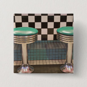 Badge Carré 5 Cm Nouveau-Mexique, Albuquerque. Le 66 Diner le long