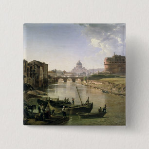 Badge Carré 5 Cm Nouveau Rome avec le Castel Sant'Angelo