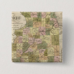 Badge Carré 5 Cm Nouvelle Carte De L'Illinois 2