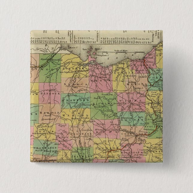 Badge Carré 5 Cm Nouvelle Carte De L'Ohio 2 (Devant)