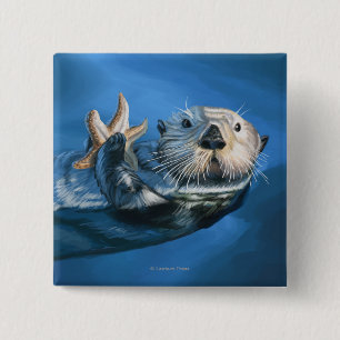 Badge Carré 5 Cm Nouvelle scène de loutre de HampshireSea
