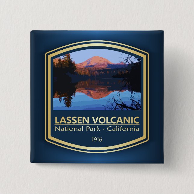 Badge Carré 5 Cm NP volcanique de Lassen (PF1) (Devant)