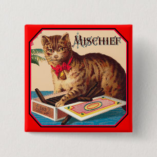 Badge Carré 5 Cm Nuisez au chat - annonce vintage