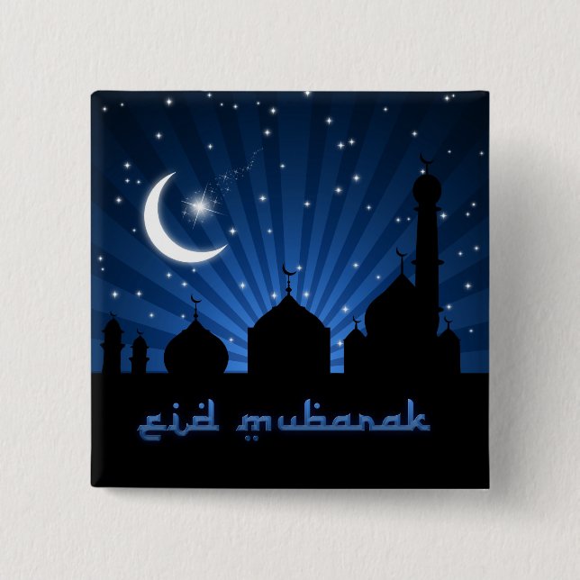 Badge Carré 5 Cm Nuit Bleue Mosquée de l'Aïd (Devant)