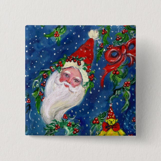 BADGE CARRÉ 5 CM NUIT DE NOËL / PÈRE NOËL (Devant)