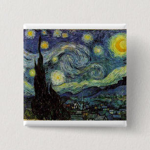 Badge Carré 5 Cm nuit étoilée, 1889, Vincent van Gogh