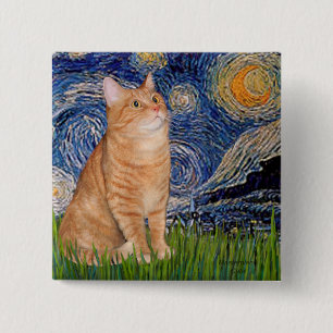 Badge Carré 5 Cm Nuit étoilée - Tabby orange 46