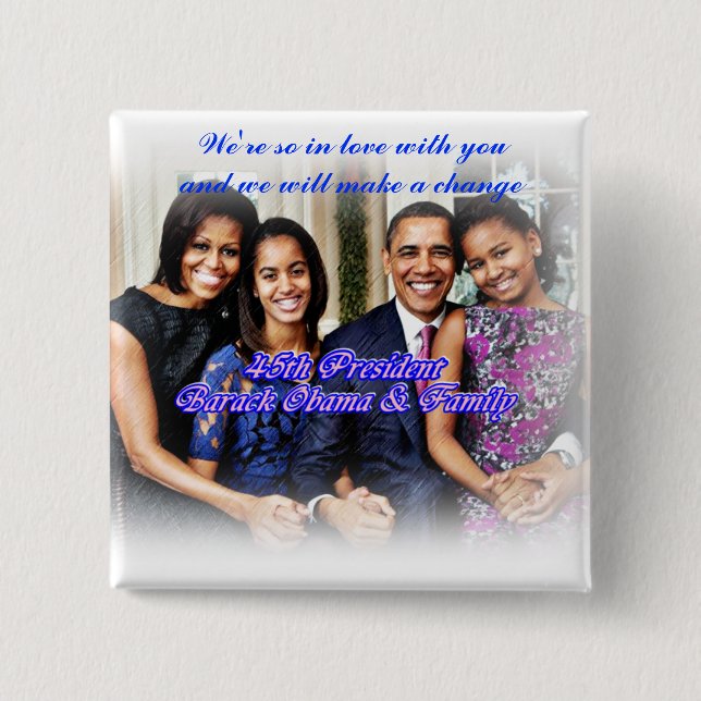 Badge Carré 5 Cm Obama, 45ème Président_Button (Devant)