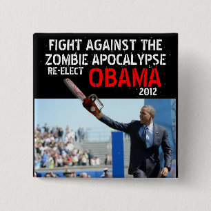 Badge Carré 5 Cm Obama contre les zombis 2012