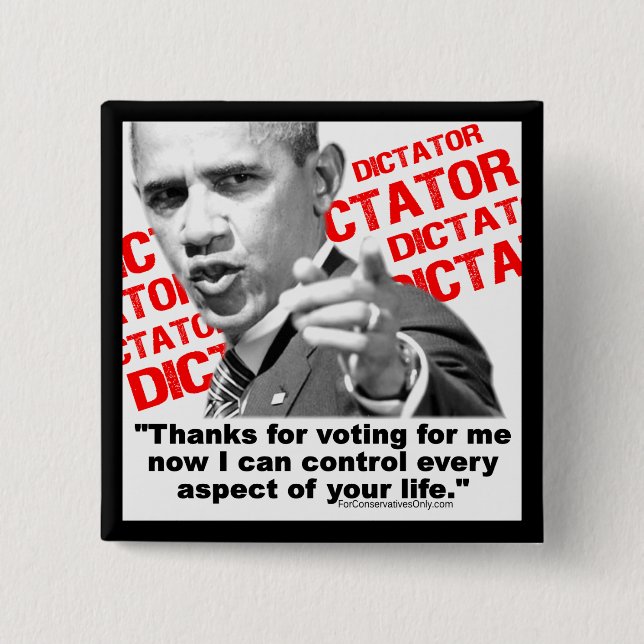 Badge Carré 5 Cm Obama le dictateur (Devant)